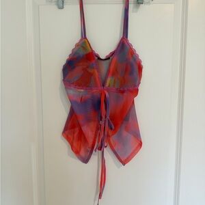 Floral Print Slit Front Cami Top in Multicolor